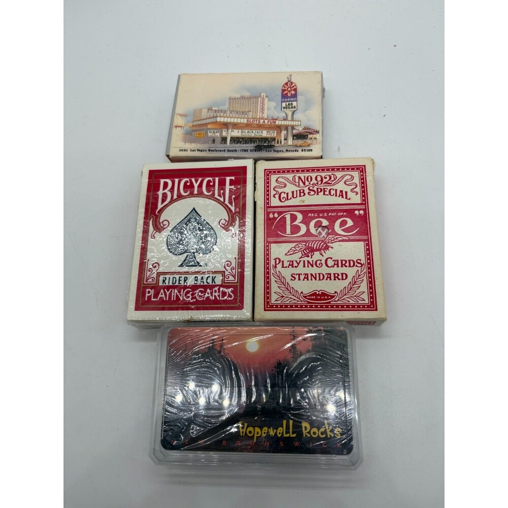 4 Deck Playing Card Lot: Vintage Dunes Casino, Bee Club Special, Souvenir Decks